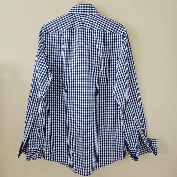 Charles Tyrwhitt Shirt Mens 15.5 Plaid Non Iron Slim Fit French Cuff LS Buttons - Picture 2 of 15
